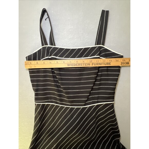 Loft Sundress Size 2 Black and White Pinstripe Fit Flare Linen Blend Graduation - Picture 6 of 12